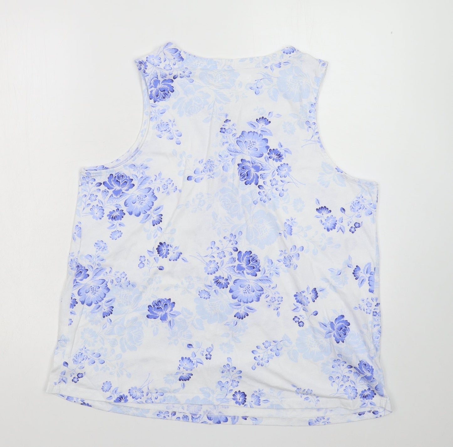 Carole Hochman Womens White Floral  Basic Tank Size M