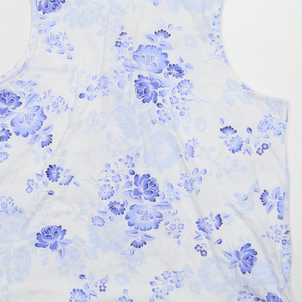 Carole Hochman Womens White Floral  Basic Tank Size M