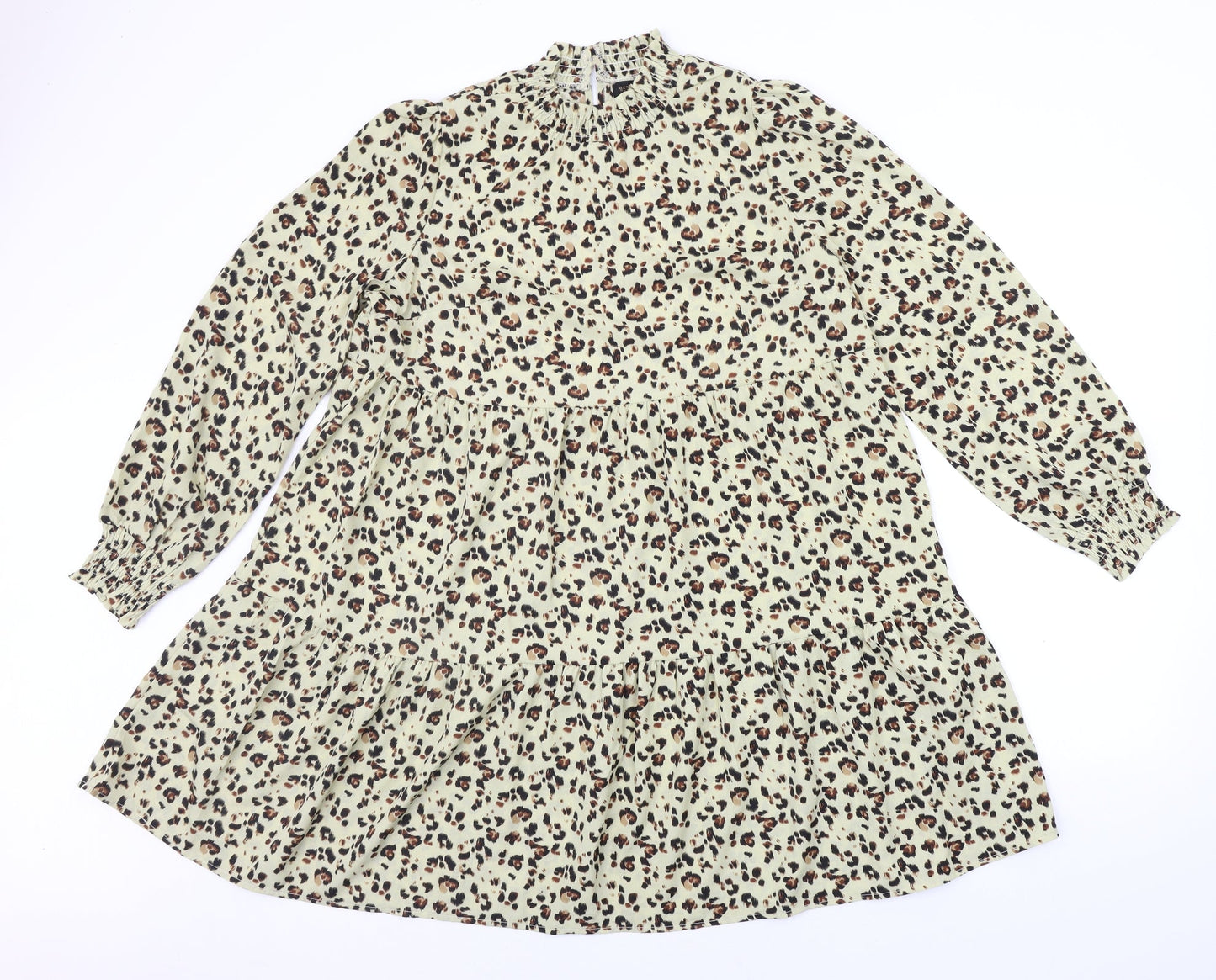 QED London Womens Beige Animal Print  A-Line  Size 12