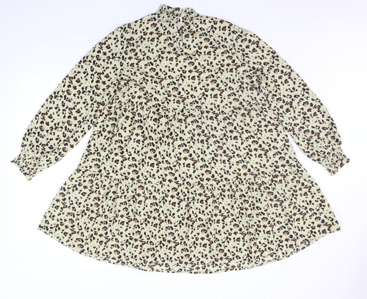QED London Womens Beige Animal Print  A-Line  Size 12