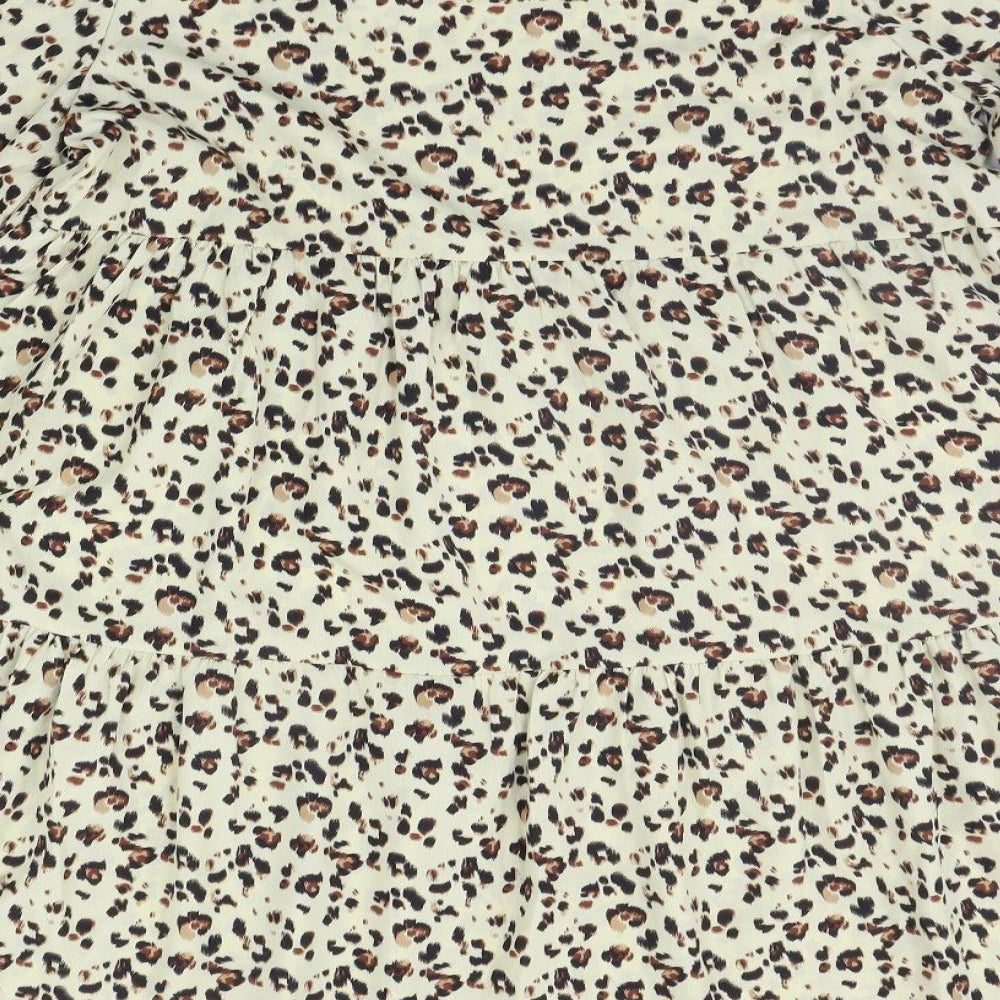QED London Womens Beige Animal Print  A-Line  Size 12