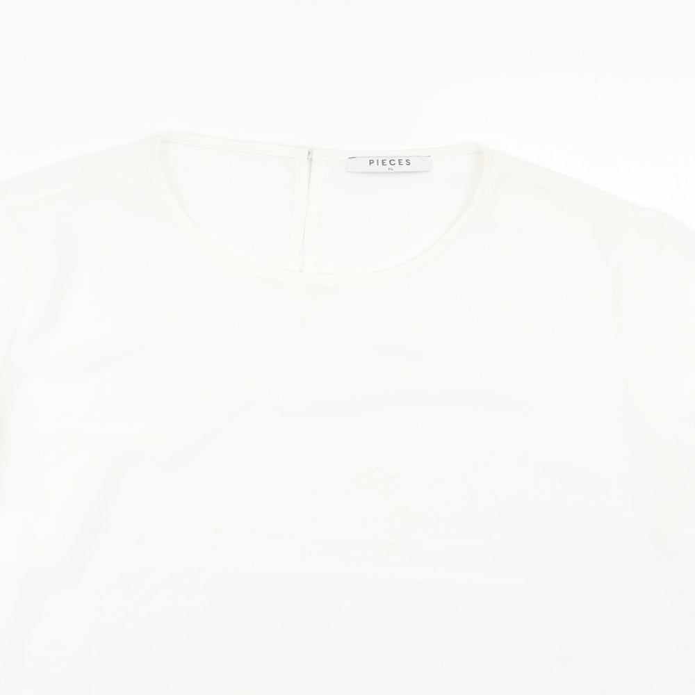 Pieces Womens White   Basic Blouse Size XL