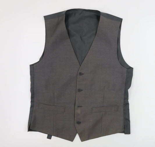 Burton Mens Grey   Jacket Suit Waistcoat Size 38