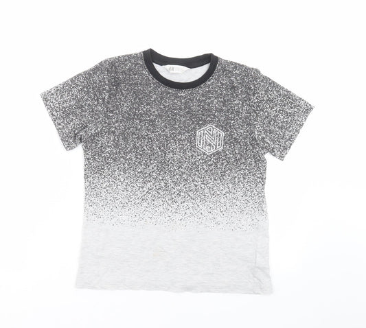 H&M Boys Grey   Basic T-Shirt Size 9-10 Years  - speckled print