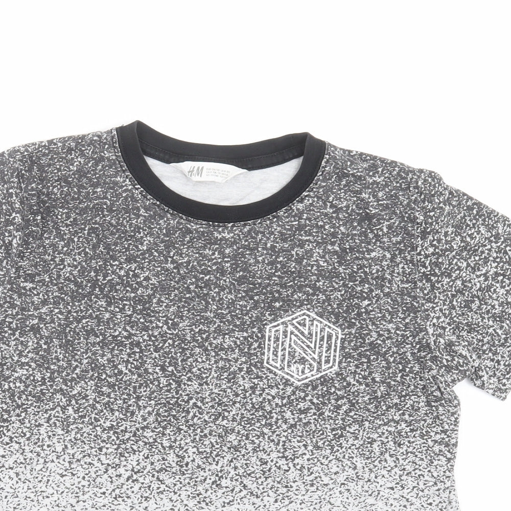 H&M Boys Grey   Basic T-Shirt Size 9-10 Years  - speckled print