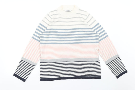 M&S Womens White Striped  Pullover Jumper Size 12