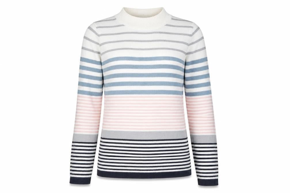 M&S Womens White Striped  Pullover Jumper Size 12