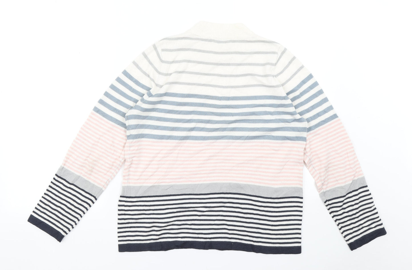 M&S Womens White Striped  Pullover Jumper Size 12