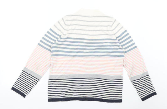 M&S Womens White Striped  Pullover Jumper Size 12
