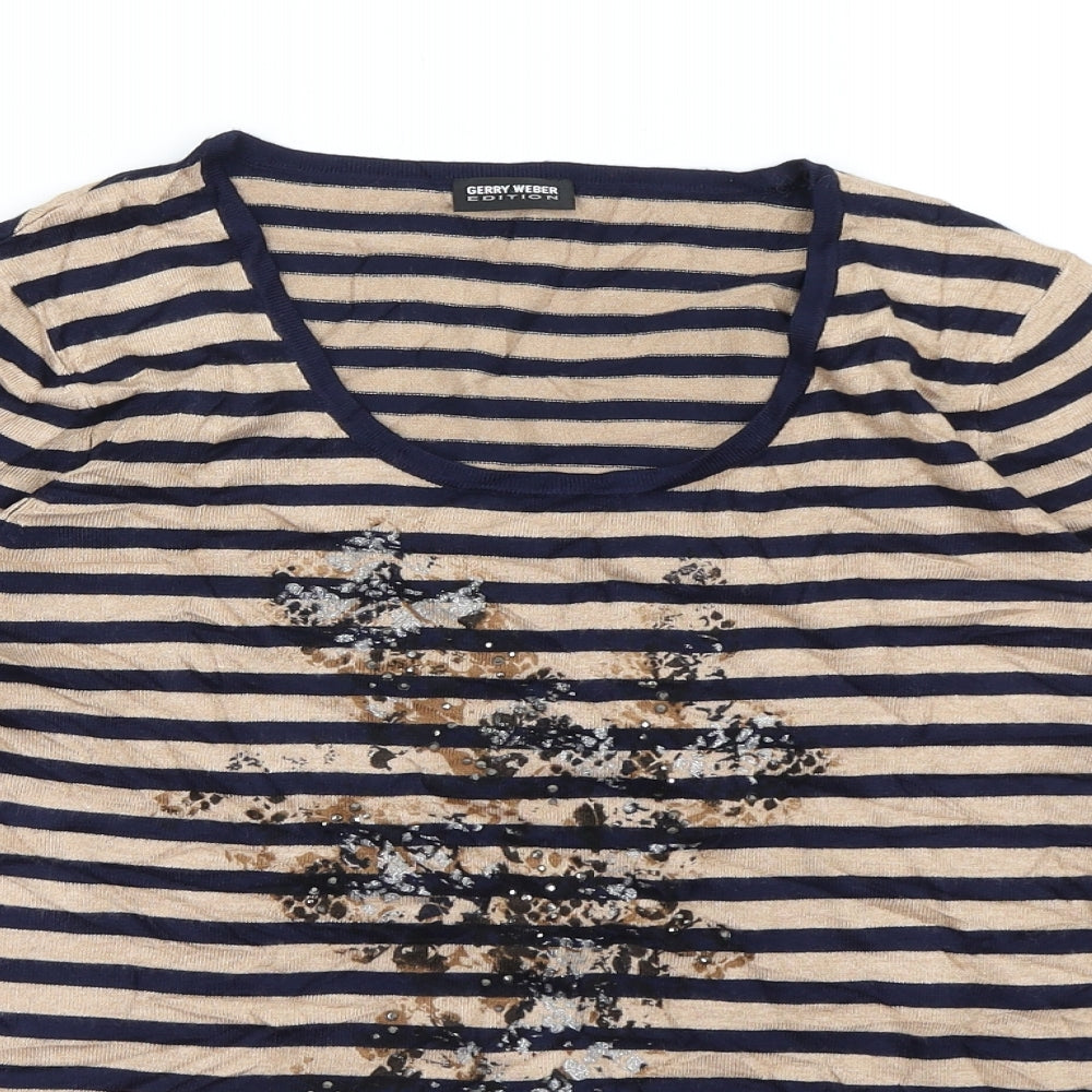Gerry Weber Womens Brown Striped  Basic T-Shirt Size M
