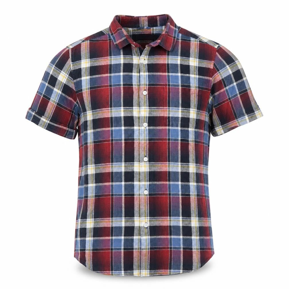 TU Mens Red Plaid   Button-Up Size M