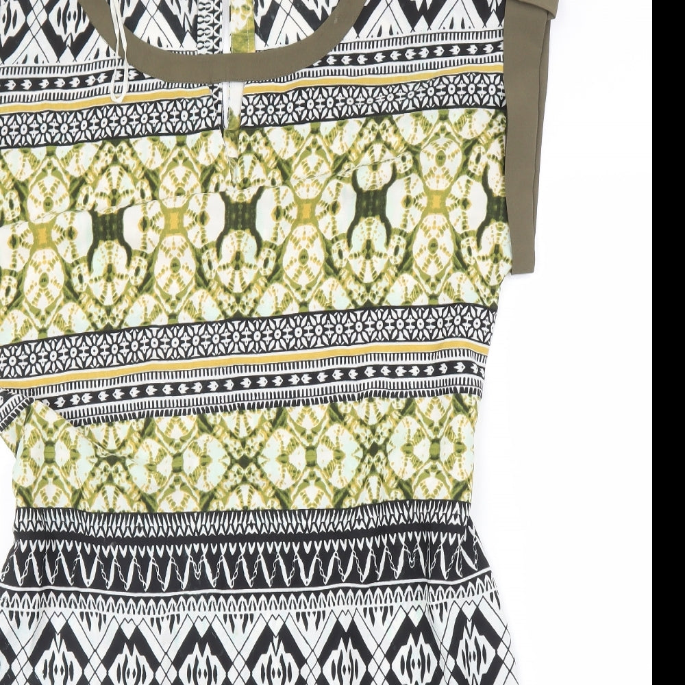 Encuento Womens Green Batik  A-Line  Size M