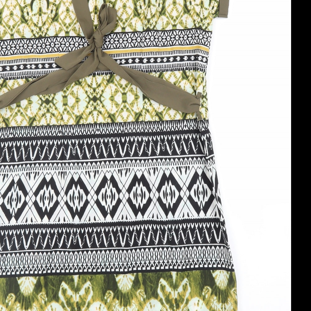 Encuento Womens Green Batik  A-Line  Size M