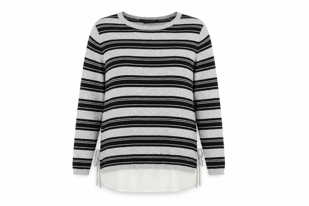 Dorothy Perkins Womens Grey Striped  Pullover Jumper Size 12