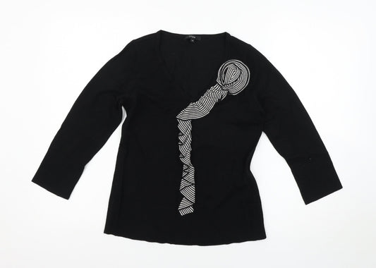 Linea Womens Black   Basic T-Shirt Size M