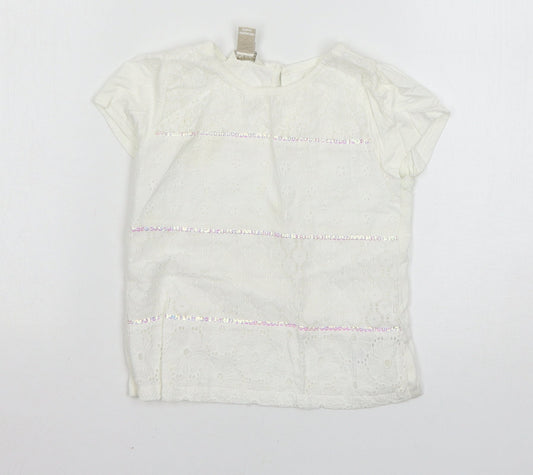 Monsoon Girls White   Basic T-Shirt Size 5-6 Years