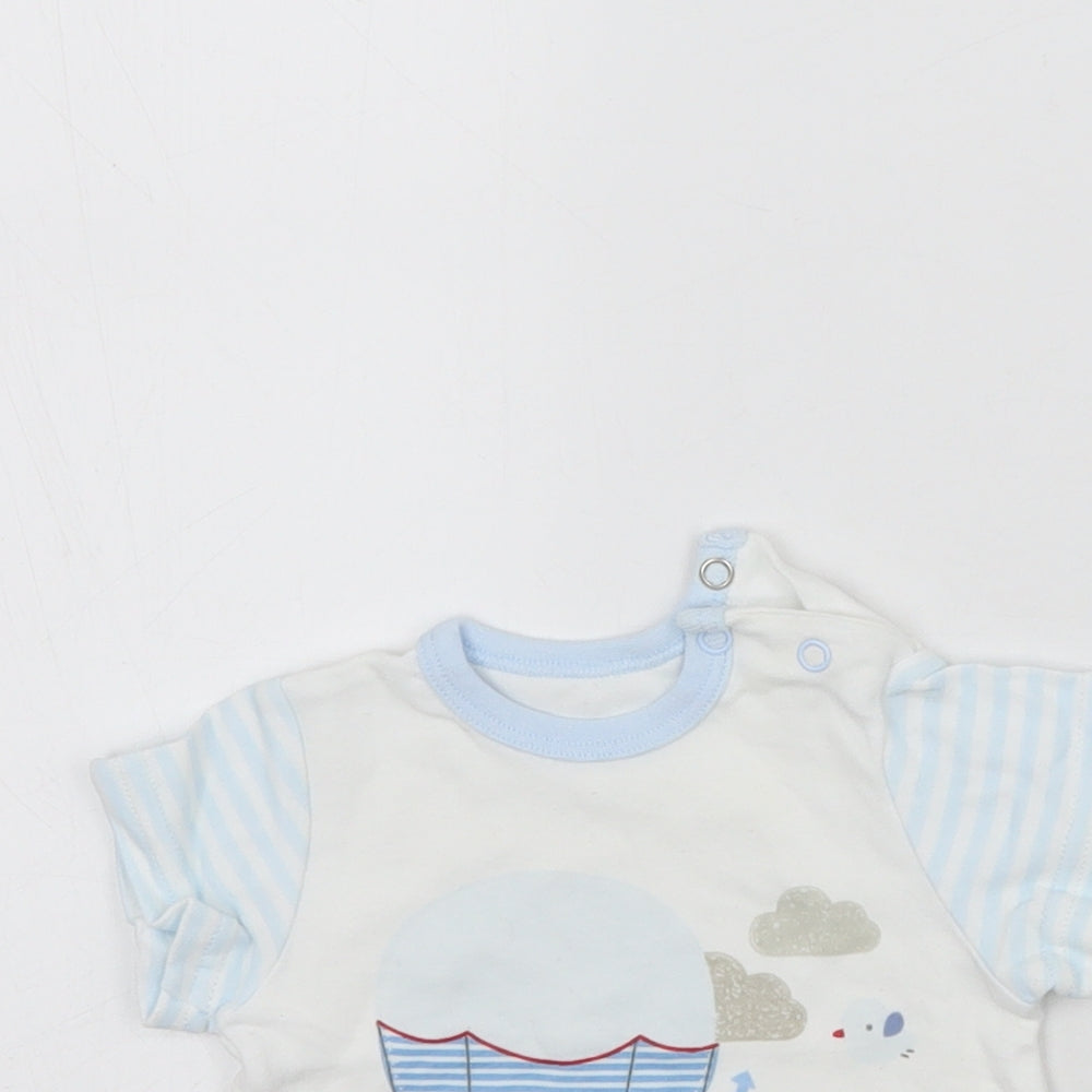 Pep&co Baby White Striped  Basic T-Shirt Size 0-3 Months