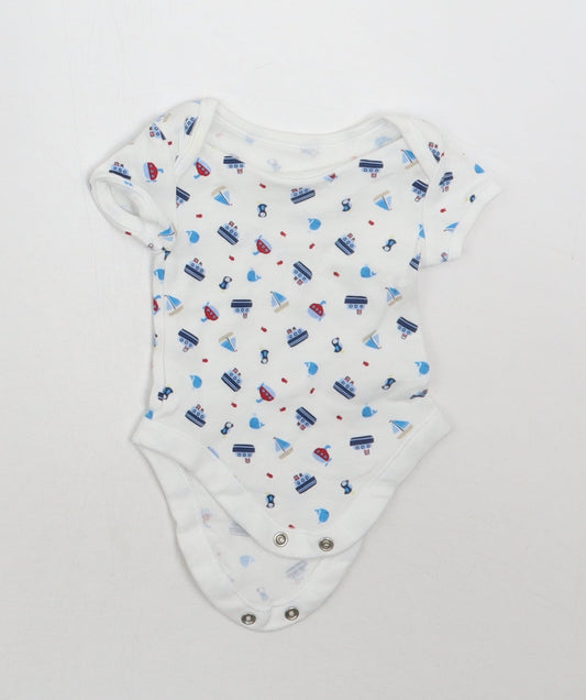 George Boys White Geometric  Babygrow One-Piece Size Newborn