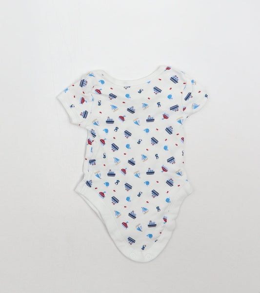 George Boys White Geometric  Babygrow One-Piece Size Newborn