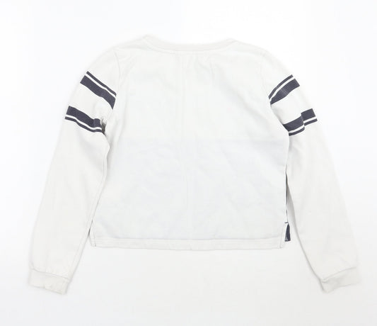 H&M Girls White Striped  Pullover Jumper Size 11 Years