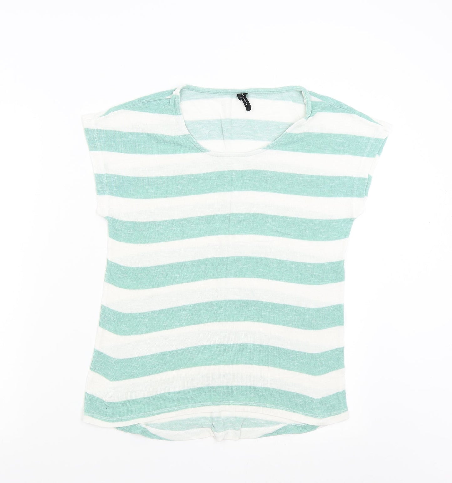 VERO MODA Womens Green Striped Knit Pullover Jumper Size M
