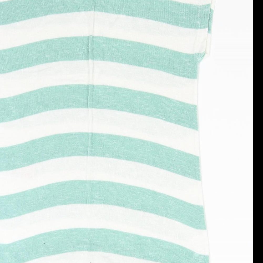 VERO MODA Womens Green Striped Knit Pullover Jumper Size M