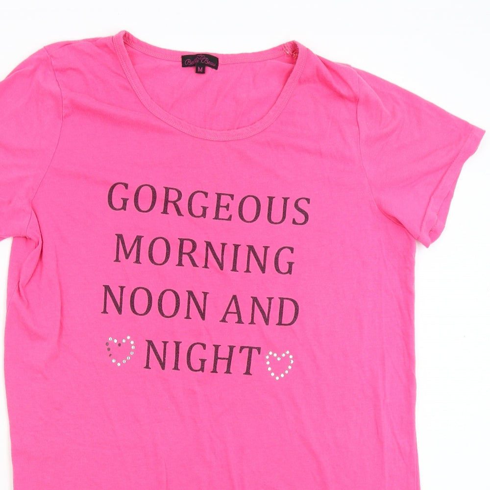 Bella Beau Womens Pink Solid   Nightshirt Size M