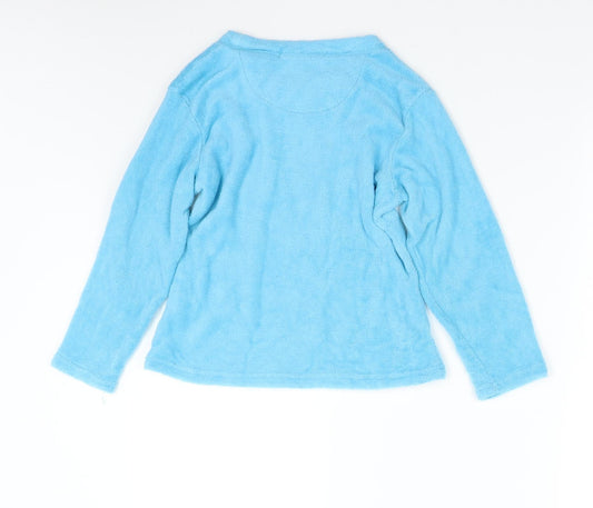 Chill Out Boys Blue Solid Fleece  Pyjama Top Size 8-9 Years  - Lazy Bonez Skull