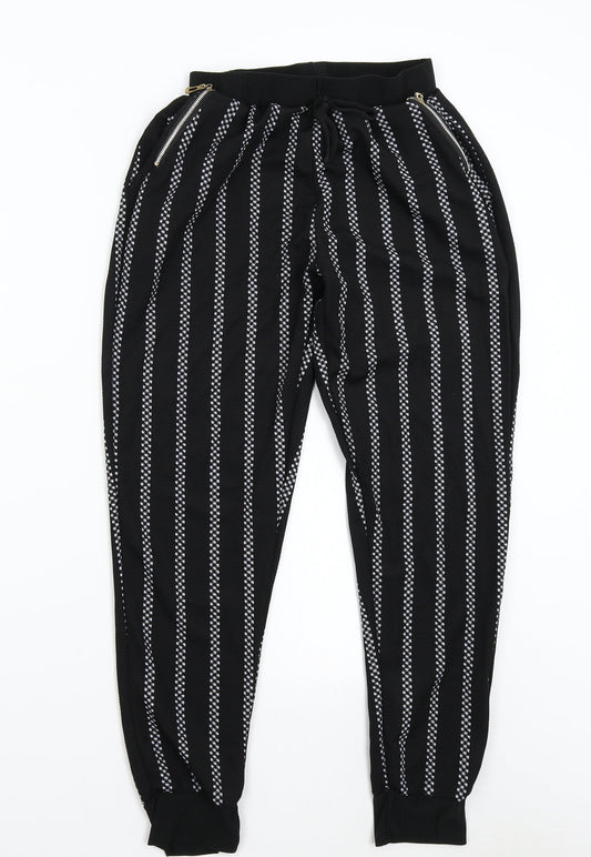 Preworn Womens Black Striped  Sweatpants Trousers Size S L26 in