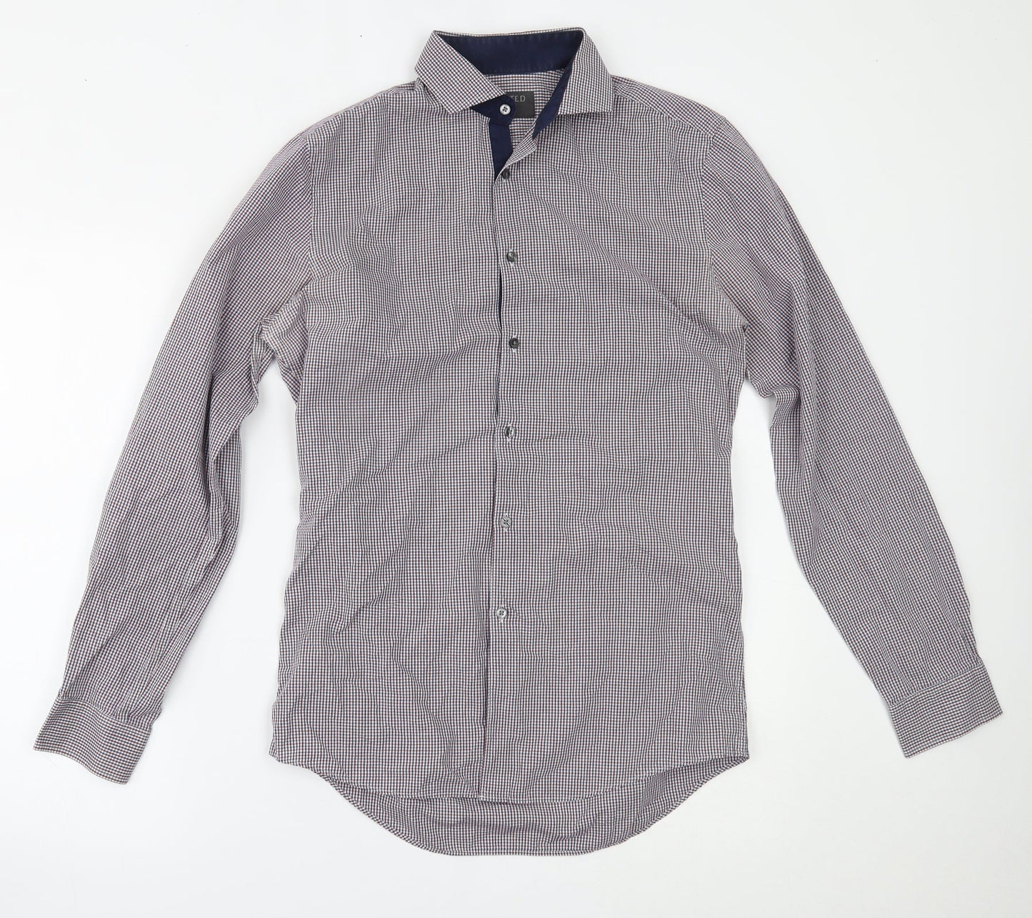 Marks and Spencer Mens Blue Plaid   Button-Up Size 14.5