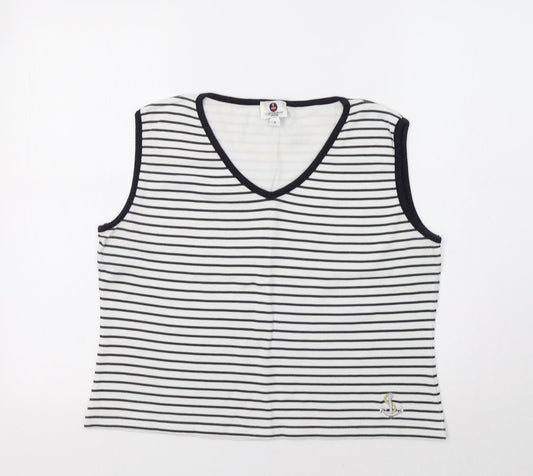 Club St Honore Womens White Striped  Basic Tank Size L