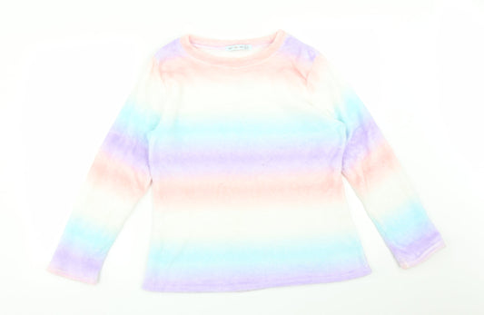 JUST LIKE YOU Womens Multicoloured Striped  Pullover Sweatshirt Size M