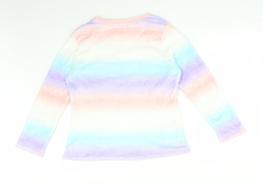 JUST LIKE YOU Womens Multicoloured Striped  Pullover Sweatshirt Size M