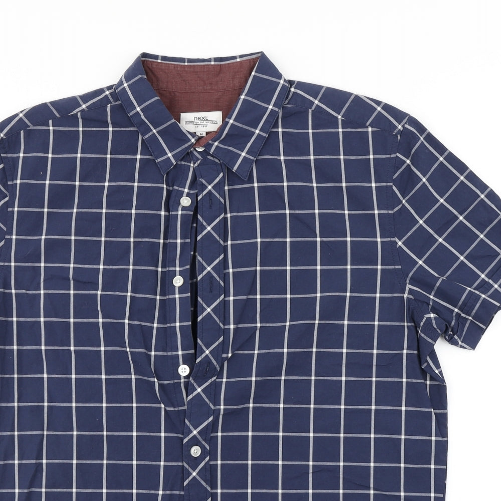 NEXT Mens Blue Check   Button-Up Size M