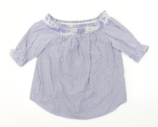 New Look Womens Blue Striped  Basic Blouse Size 14