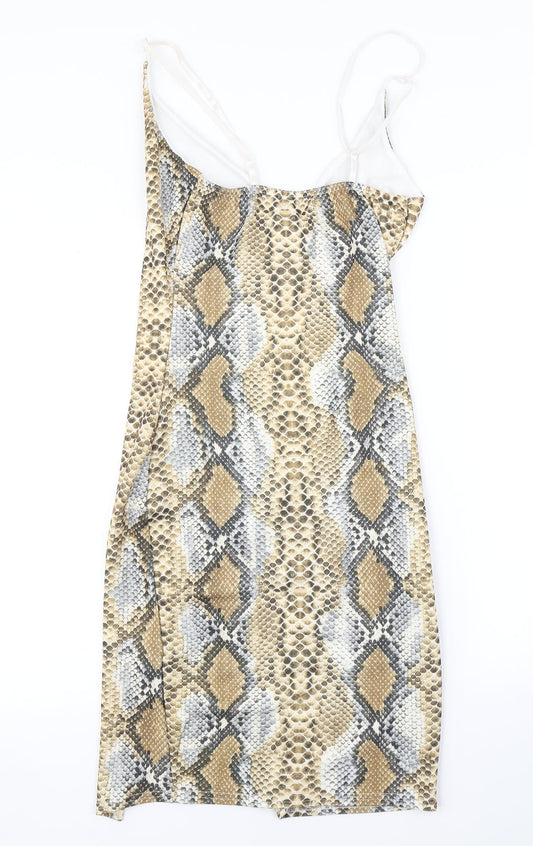 Boohoo Womens Beige Animal Print  Wrap Dress  Size 10