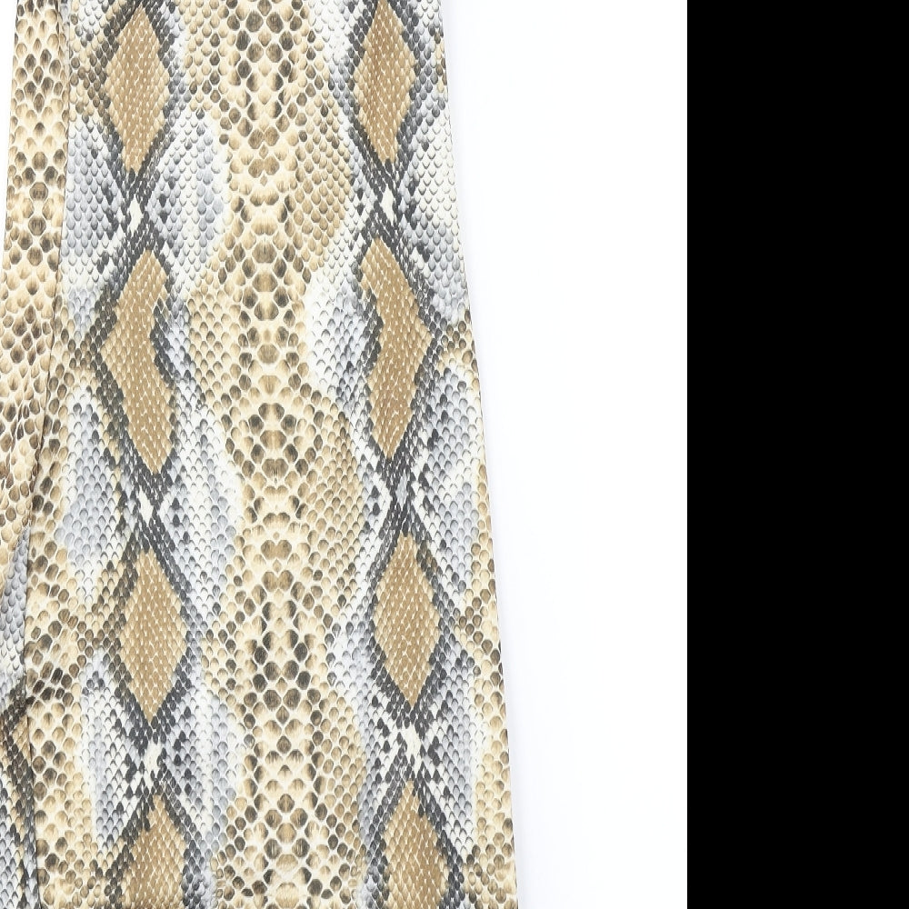 Boohoo Womens Beige Animal Print  Wrap Dress  Size 10