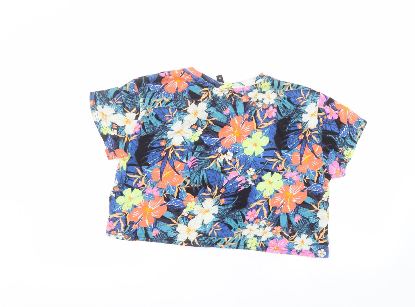 H&M Womens Multicoloured Floral  Cropped T-Shirt Size S