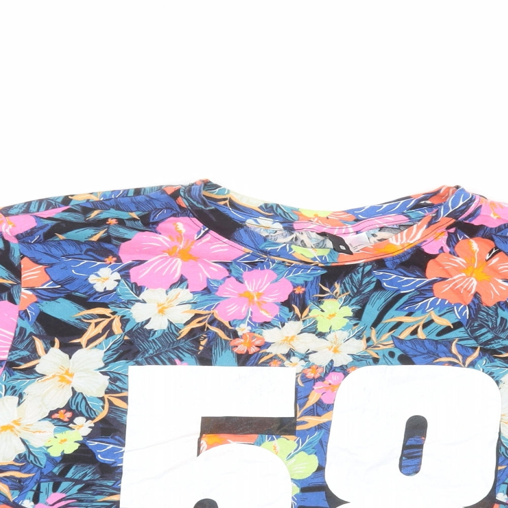 H&M Womens Multicoloured Floral  Cropped T-Shirt Size S