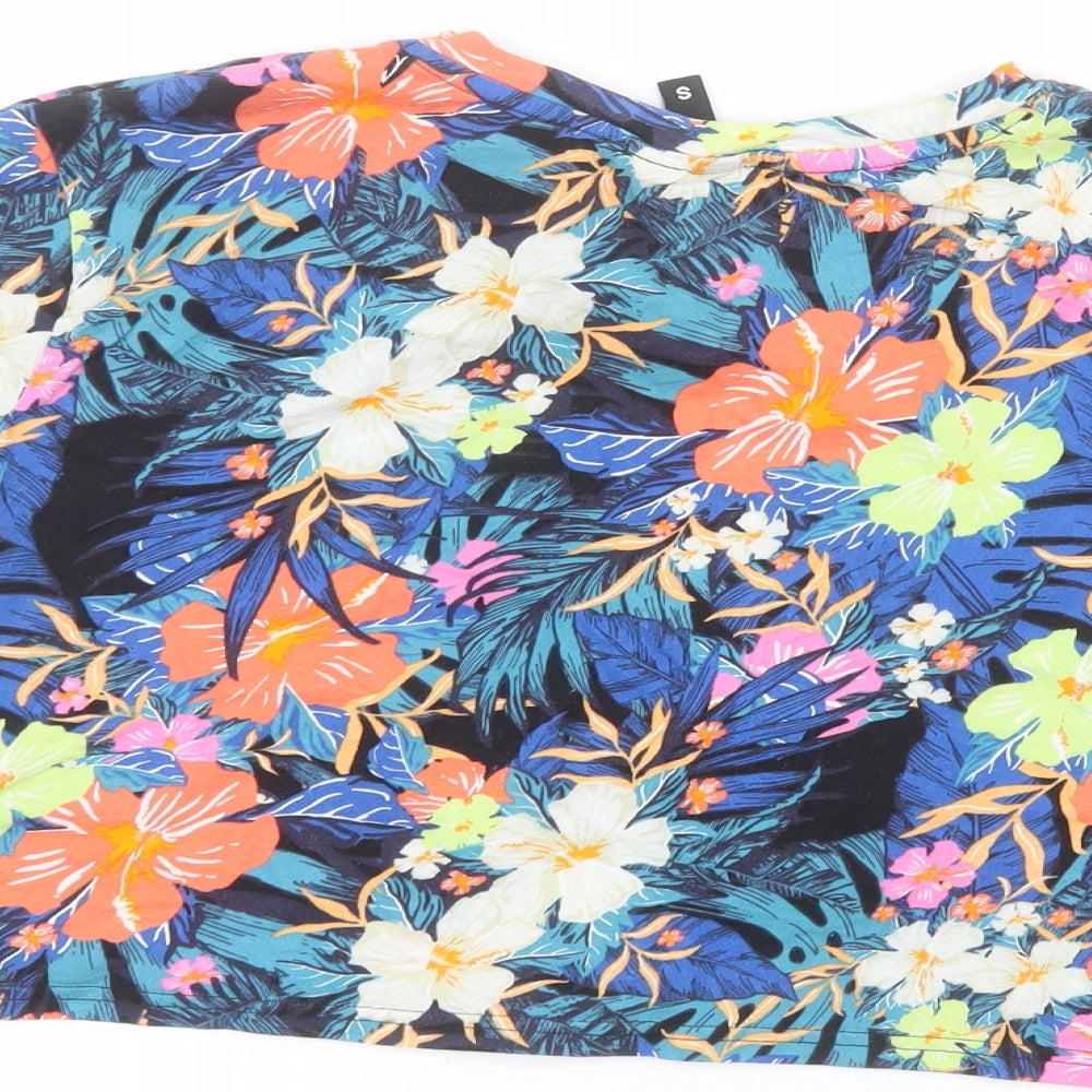 H&M Womens Multicoloured Floral  Cropped T-Shirt Size S