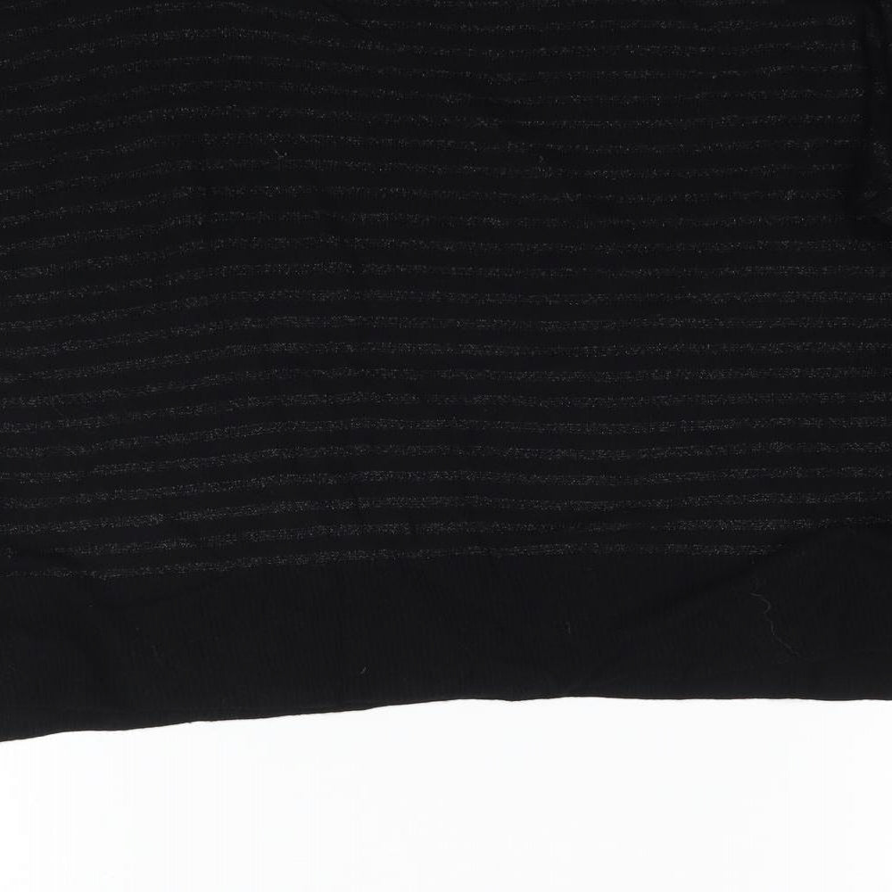 Mac & Jac Womens Black Striped  Basic T-Shirt Size M