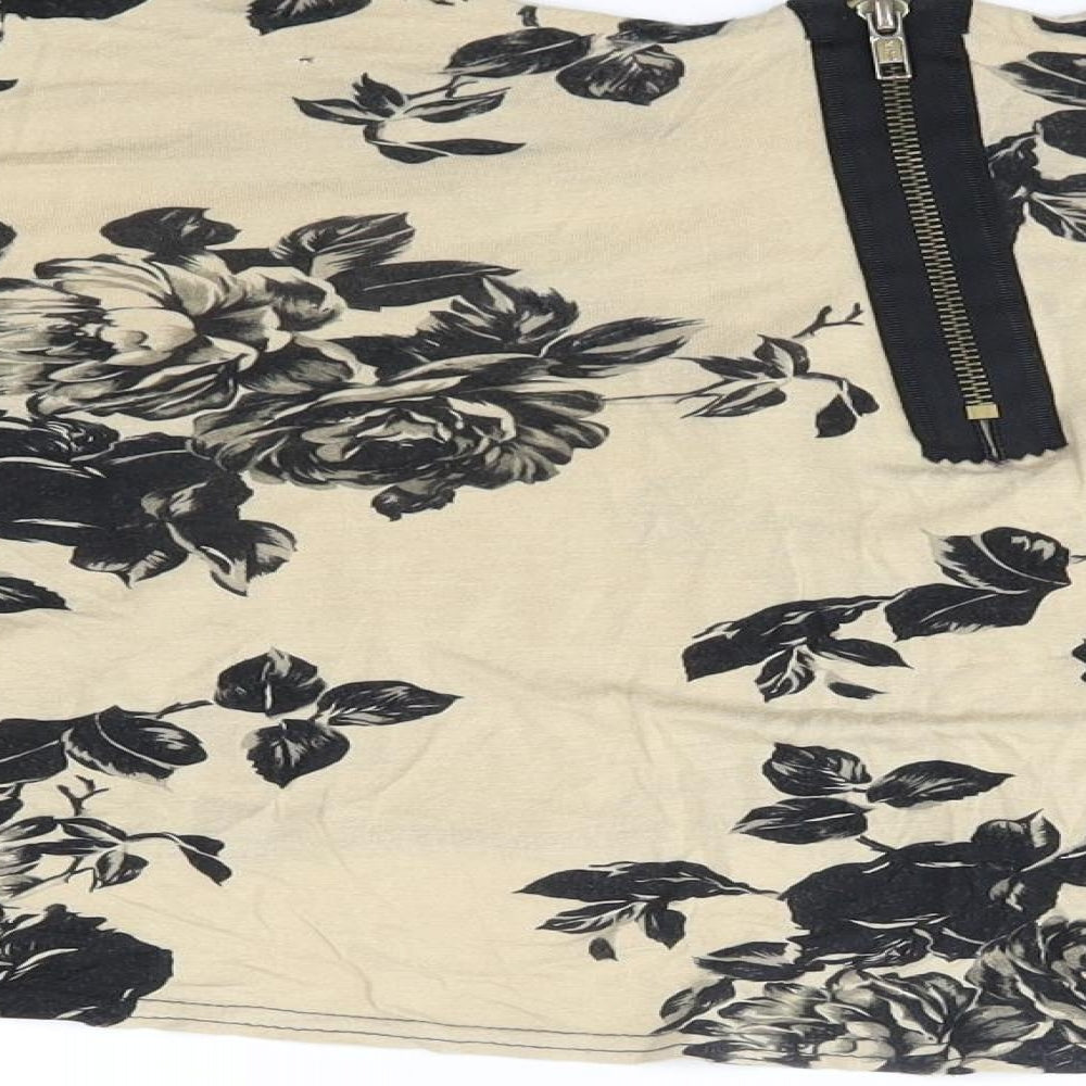 New Look Womens Beige Floral  Basic Blouse Size 10