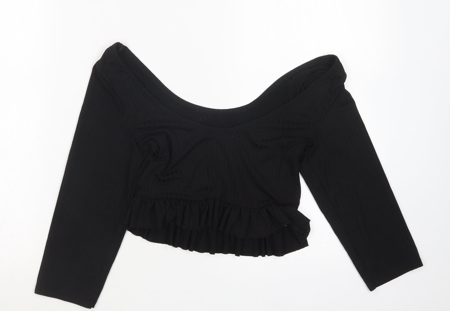 Nasty Gal Womens Black   Cropped T-Shirt Size 8