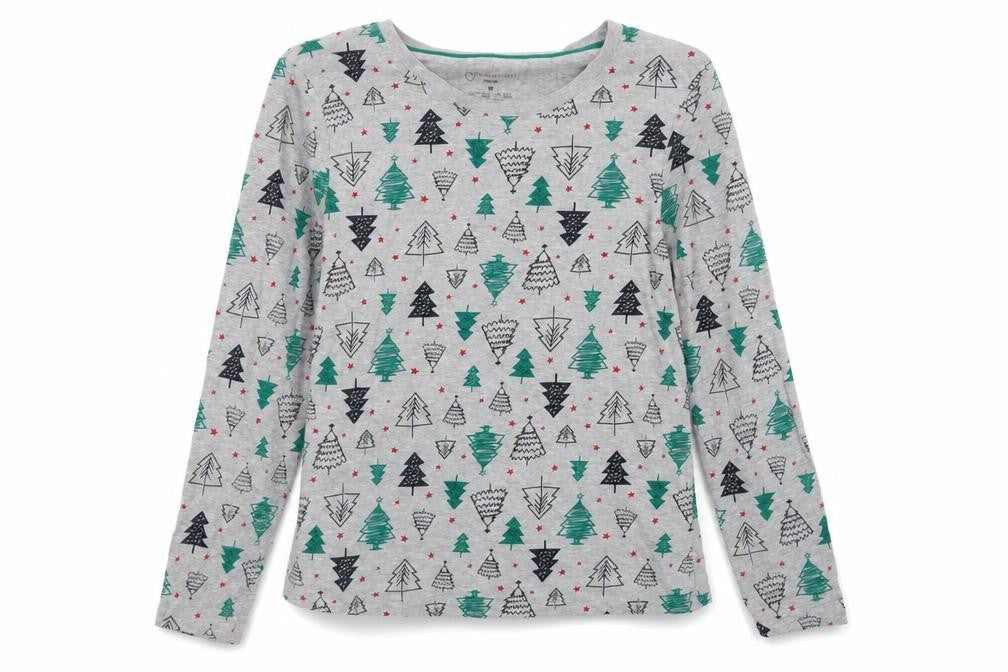 Primark Womens Grey Geometric  Top Pyjama Set Size 12  - Christmas
