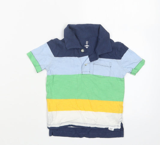 Gap Boys Blue Striped  Basic Polo Size 12-18 Months