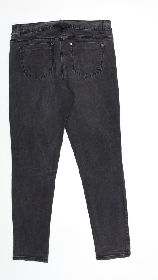 Avenue Womens Black  Denim Skinny Jeans Size 14 L29 in