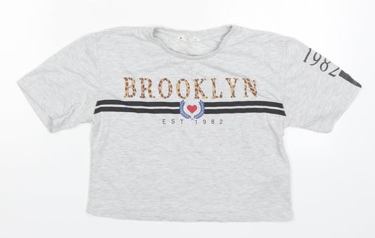 Matalan Girls Grey   Cropped T-Shirt Size 11 Years  - Brooklyn