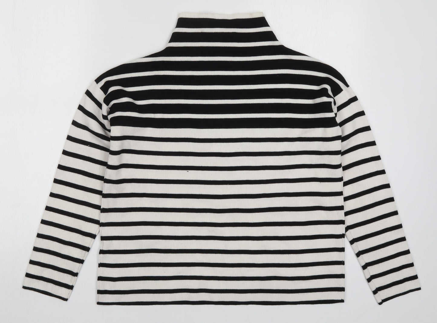 New Look Womens White Striped Knit Pullover Jumper Size S  - Black and White