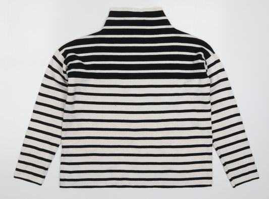 New Look Womens White Striped Knit Pullover Jumper Size S  - Black and White