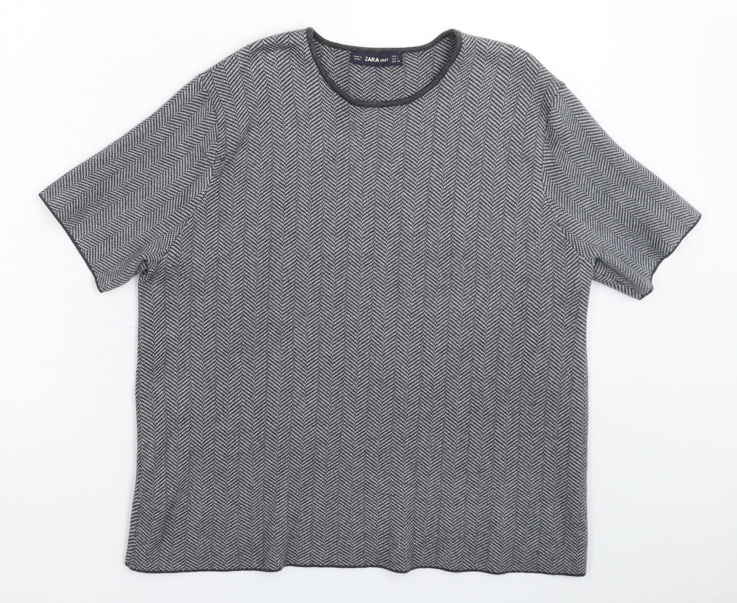 Zara Womens Grey Striped  Pullover Jumper Size L